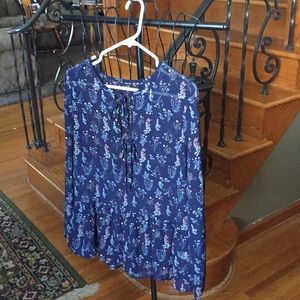 Chloah Sheer Navy Floral Top